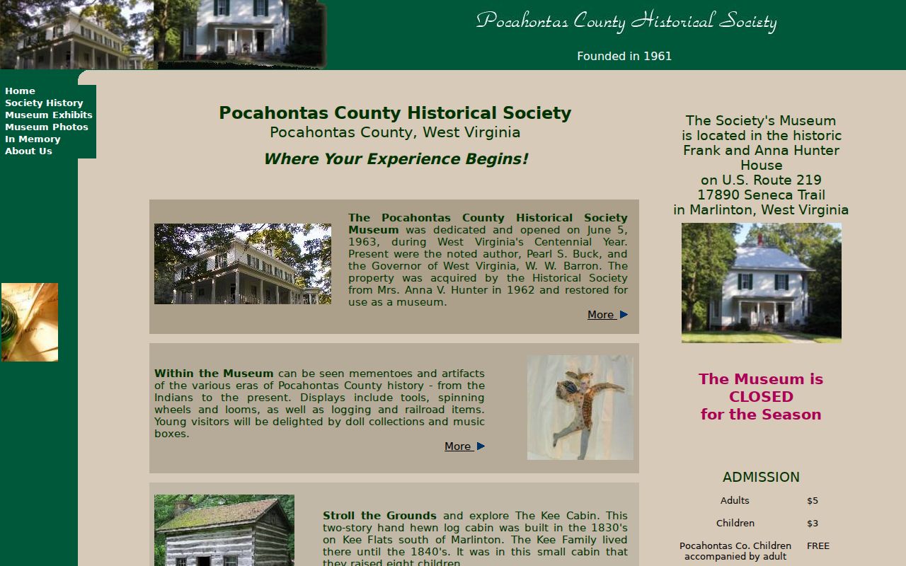 Pocahontas County Historical Society museum and railroad-history context for Durbin research