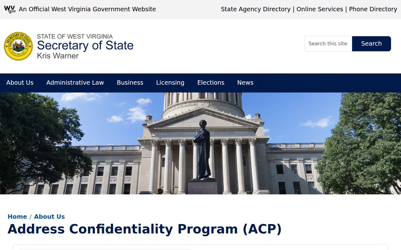 West Virginia Address Confidentiality Program eligibility and substitute-address information