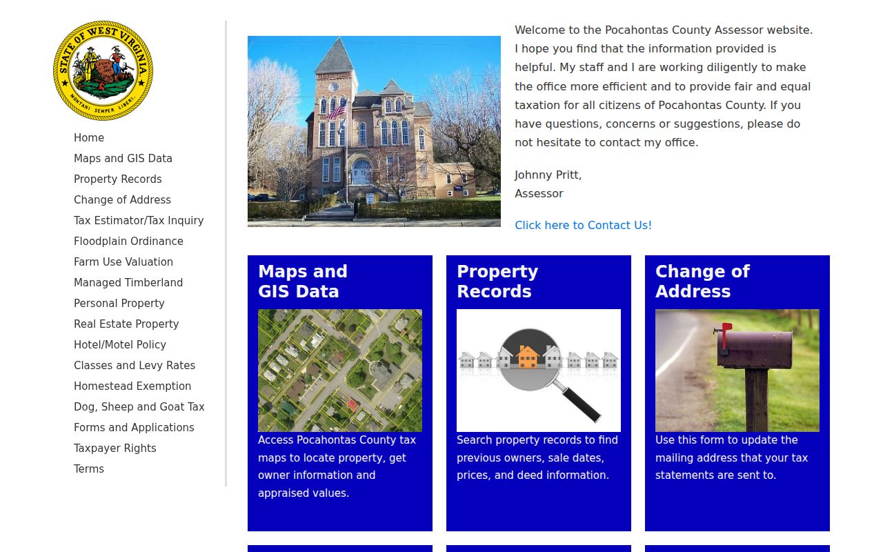 Pocahontas County Assessor property-record and tax-service landing page