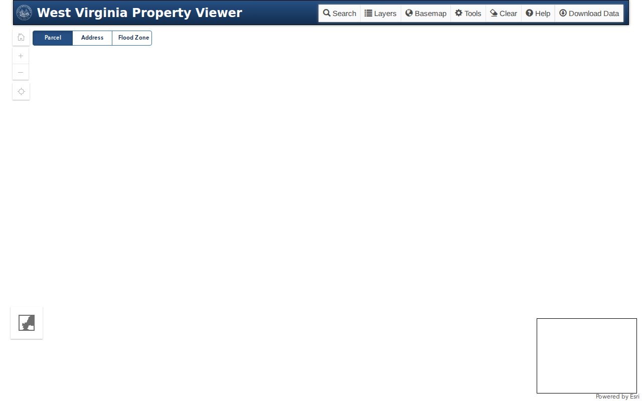 West Virginia Property Viewer showing parcel geometry and address-based search tools